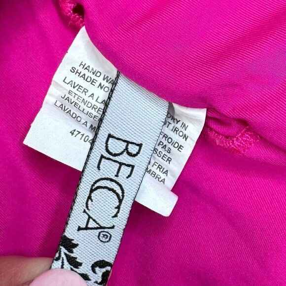 Becca One Piece Ring Center Tie Back Swimsuit Azalea Pink Large - Picture 3 of 9
